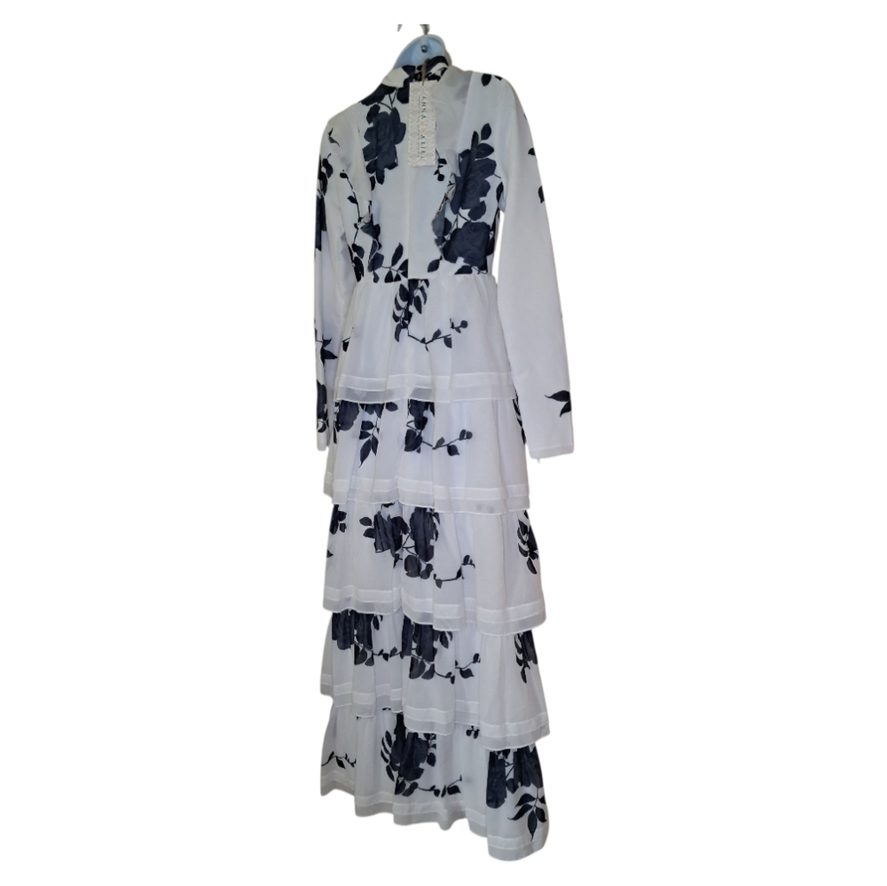 annah hariri Modest Floral Formal Maxi Dress W Ablution Friendly Sleeves NWT - Picture 9 of 13